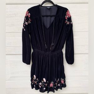 A.N.A. Velvet Embroidered Dress